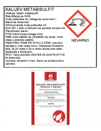 K-METABISULFIT - ŽVEPLO V PRAHU 500 g